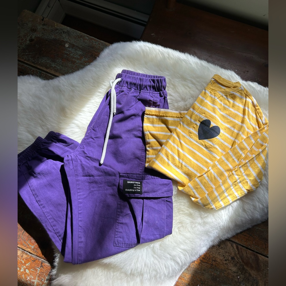 Sangtree baggie cargo pants and Primary shirt see measurements 7-8 year size